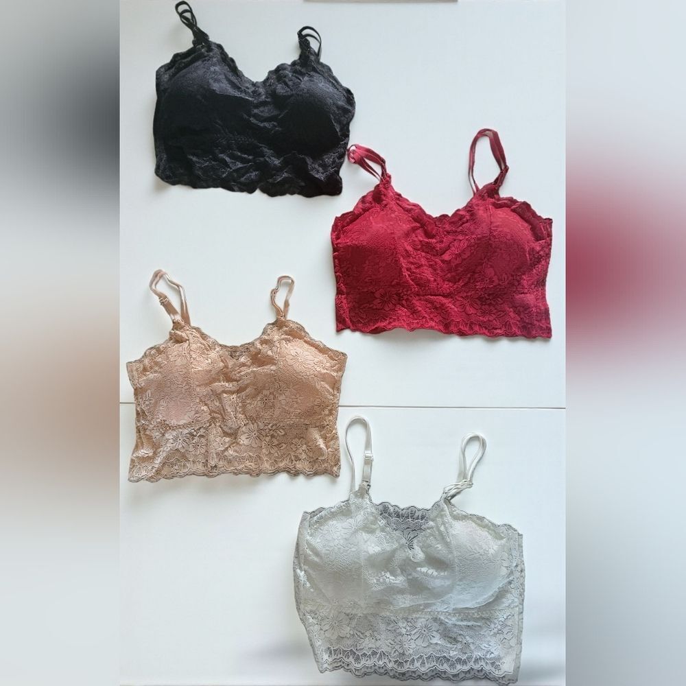 Lace Bralette Set size Large - Black, Red, Tan, White